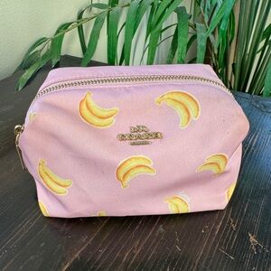 Coach Pink Banana Print Cosmetic Pouch